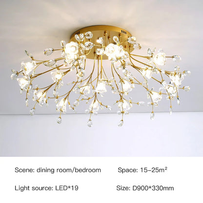Eléonore Gold Crystal Branch Tree Ceiling Light