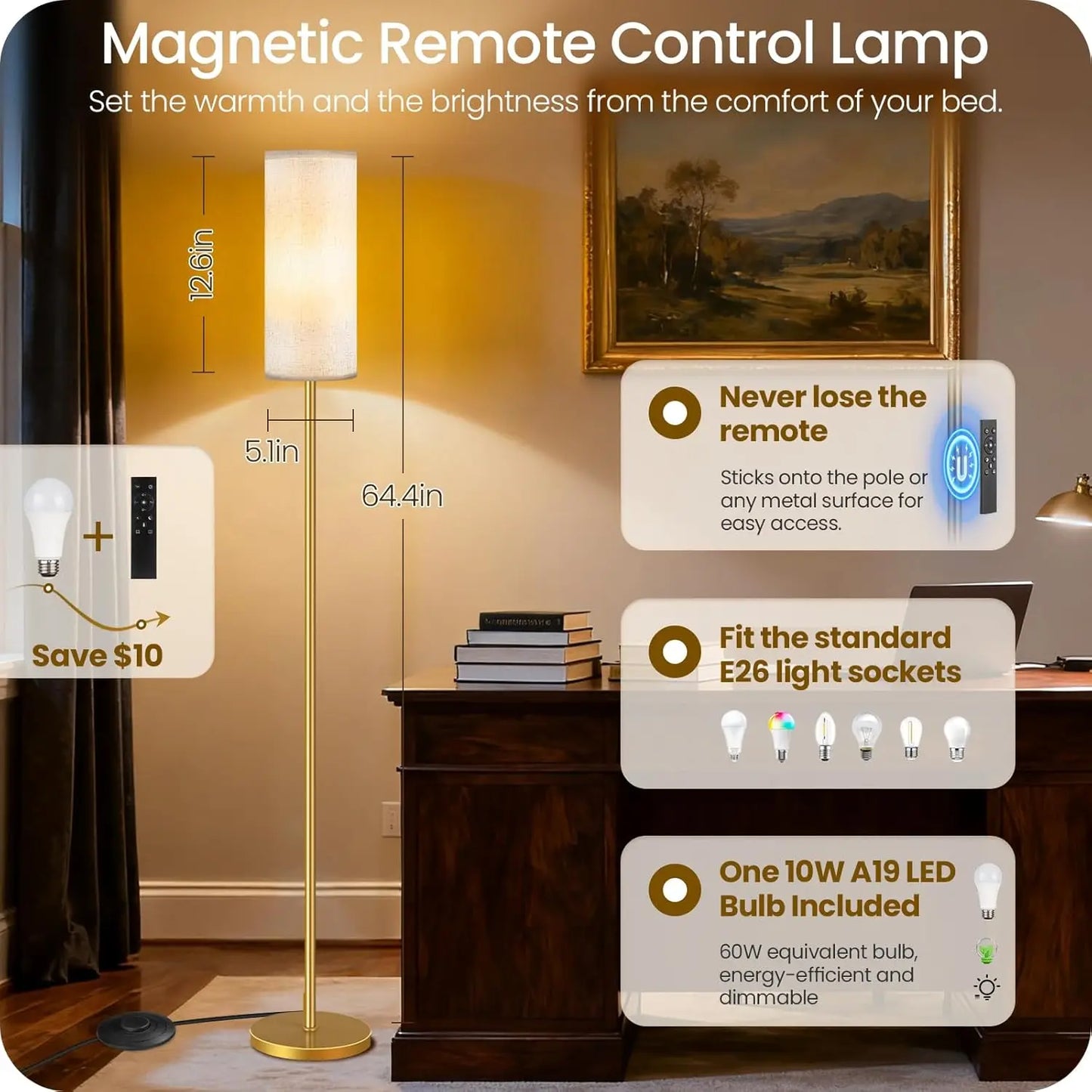Sophie Modern Dimmable Dual Floor Lamp Set with Remote LED Standing Light