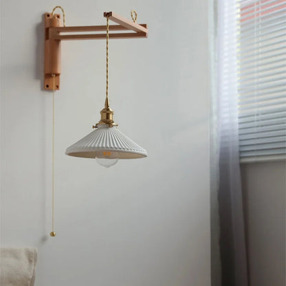Élise Ceramic Wood Wall Lamp for Bedside & Bathroom