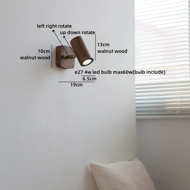 Camille Gold Copper Walnut LED Wall Lamp Japan Style