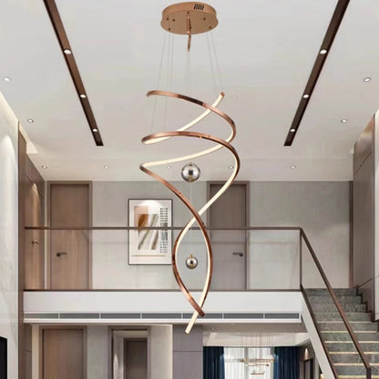 Nora Modern Staircase LED Pendant Chandelier, Dimmable Remote