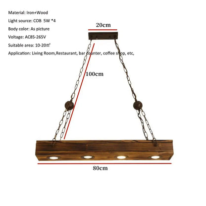 Élodie Industrial Wood Beam Pendant Light