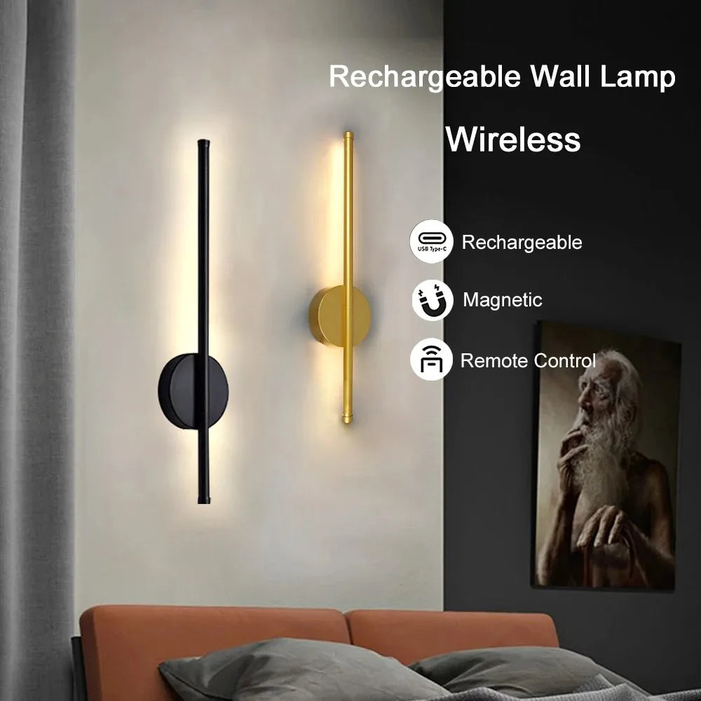 Élise Modern Gold & Black Rechargeable LED Wall Lamp