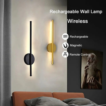 Élise Modern Gold & Black Rechargeable LED Wall Lamp