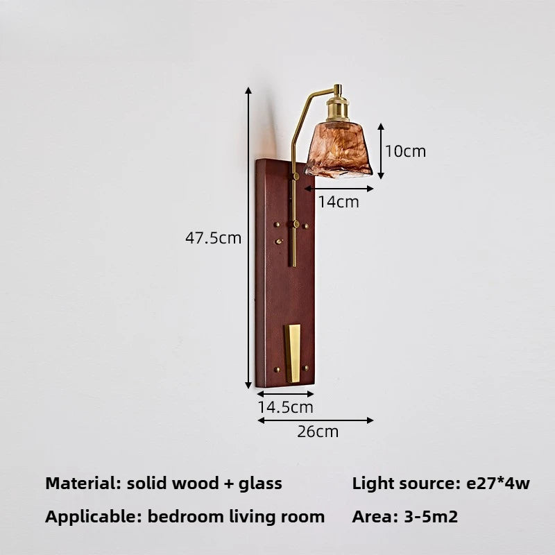 Aiko Japanese Vintage Solid Wood LED Wall Light