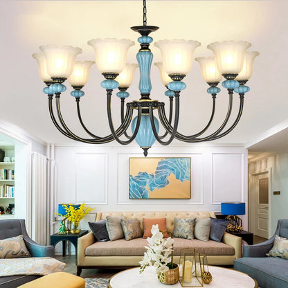 Manon Blue Ceramic Rustic European Chandelier Light