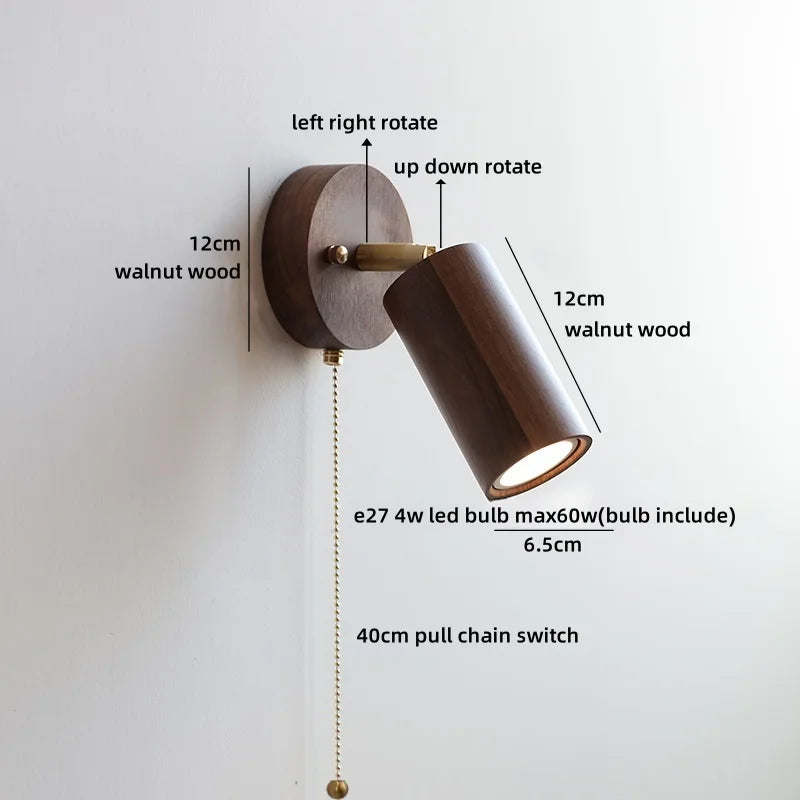 Camille Gold Copper Walnut LED Wall Lamp Japan Style
