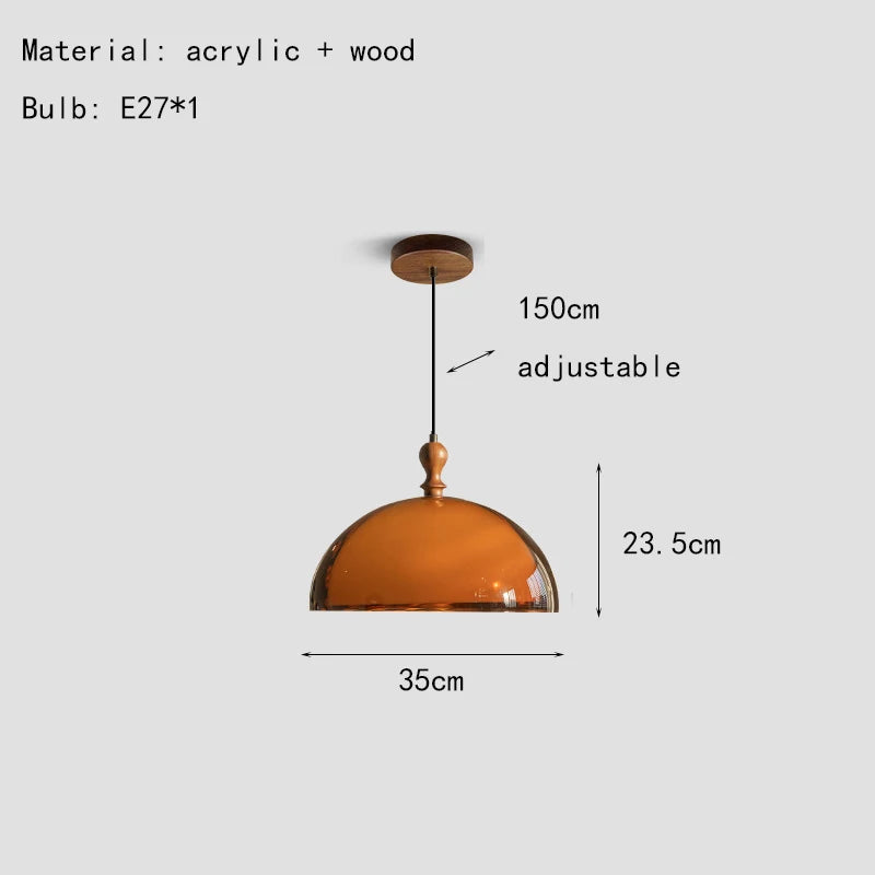 Camille Brown Acrylic Wood Pendant Light
