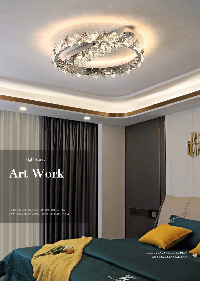 Sophie Modern Chrome Crystal Ring LED Ceiling Lamp Foyer Light