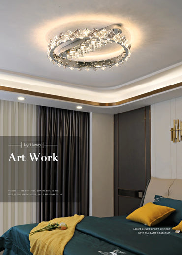 Sophie Modern Chrome Crystal Ring LED Ceiling Lamp Foyer Light