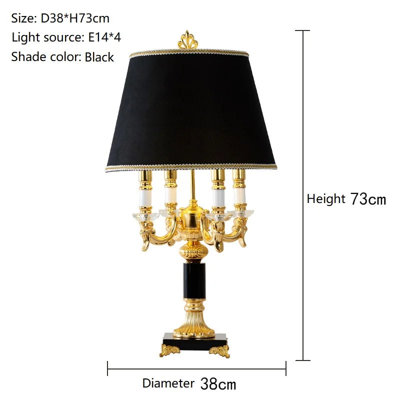 Élysée Luxury Black & Gold Crystal Table Lamp