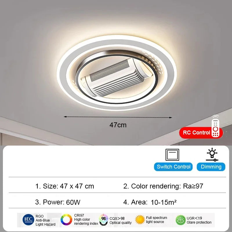 Aurevo Modern Bladeless LED Ceiling Fan Light