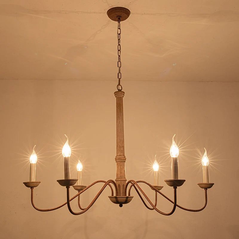Amélie Rustic Solid Wood Chandelier for Dining & Living Rooms