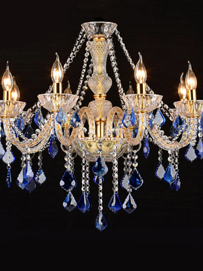 Léa European Blue Crystal Glass Pendant Lobby Chandelier