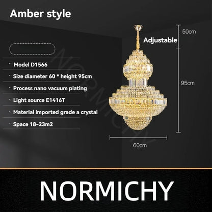 Luxury Hollow Crystal Pendant Chandelier for Villa and Hotel Lobby