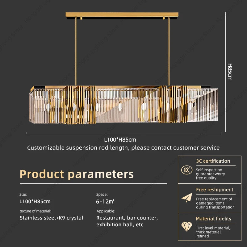 Colette Crystal Linear LED Pendant Chandelier