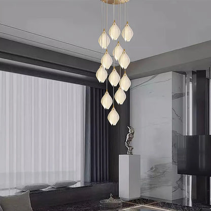 Liora Modern Lotus Cluster Staircase Chandelier