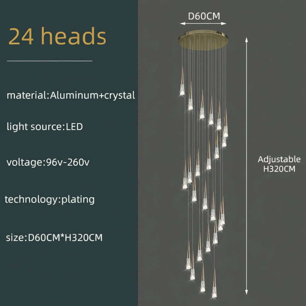 Vivienne Crystal Staircase Pendant Chandelier for Luxury Interiors