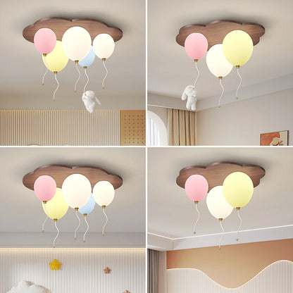 Amélie Cloud Balloon Wooden LED Ceiling Light Kids Room Dimmable