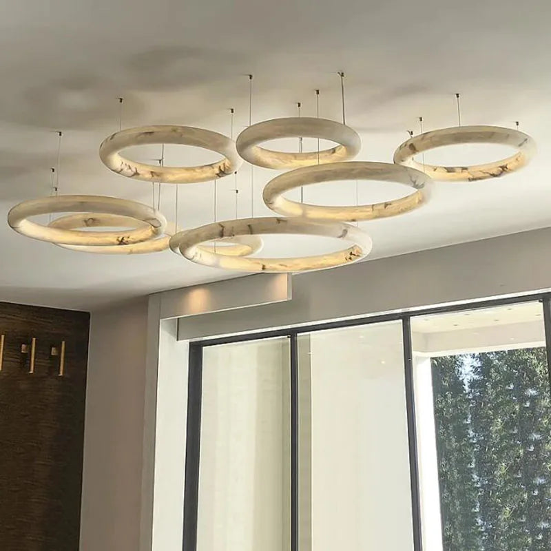 Juliette Marble Stone Ring Pendant Light