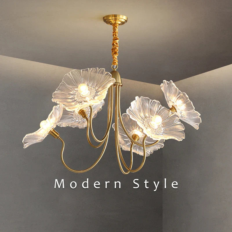 Célestine Lotus Leaf Glass Chandelier