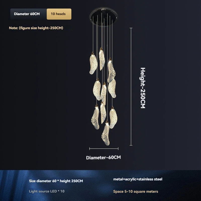 Aurélie Floating Leaf Chandelier Art Deco LED Ceiling Light