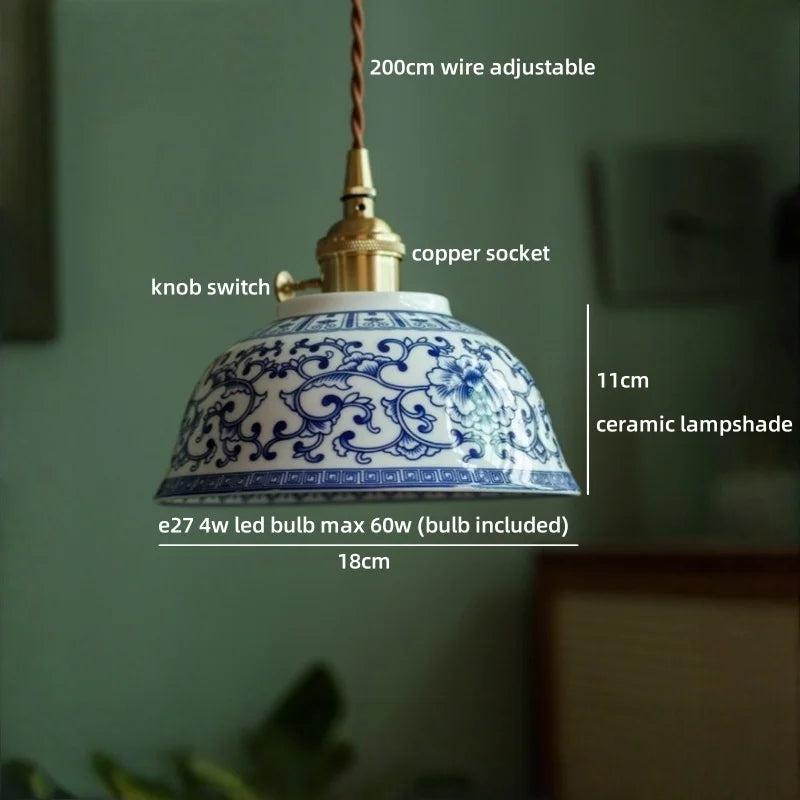Isabelle Ceramic Pendant Light Japanese Vintage Style