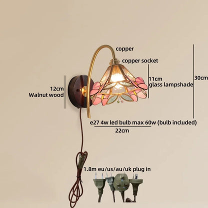 Sakura White Ceramic Walnut Wood LED Wall Lamp Japan Style