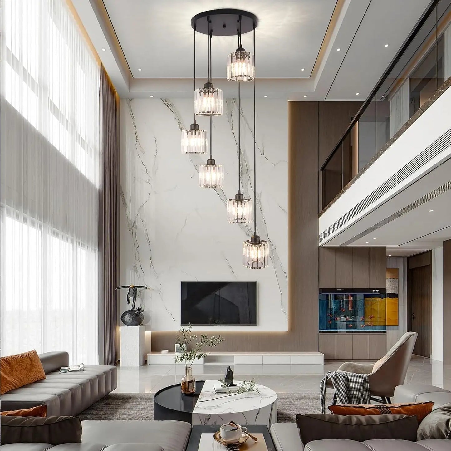 Madeleine Crystal Raindrop Long Pendant Chandelier Light