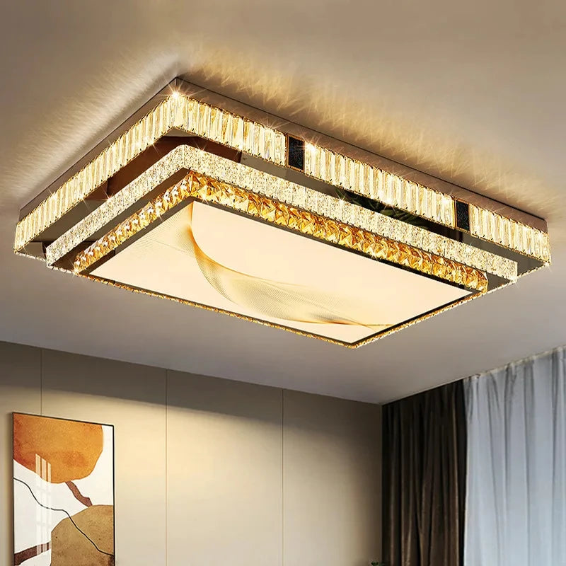 Celestia Gold Crystal Flush Mount LED Ceiling Light