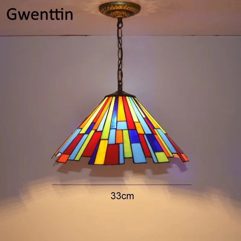 Colette Tiffany Colorful Glass Pendant Lamp Mediterranean