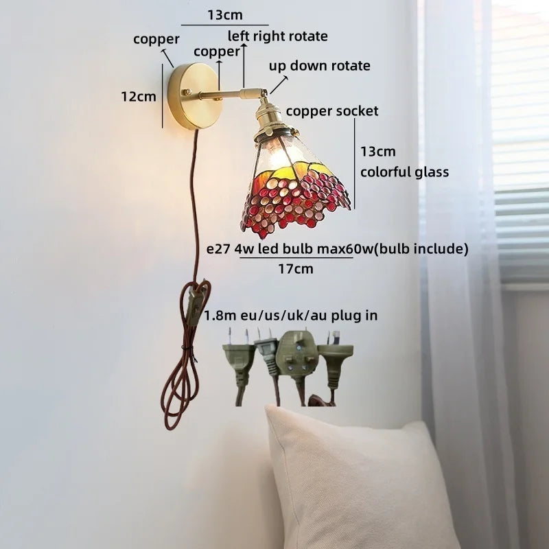 Amélie Nordic Glass Flower LED Wall Lamp Pink Copper