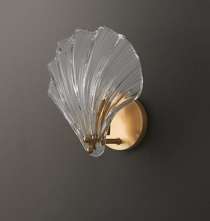 Isabelle Sea Shell Glass LED Wall Sconce Gold Accent Lamp