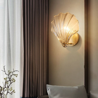 Isabelle Sea Shell Glass LED Wall Sconce Gold Accent Lamp