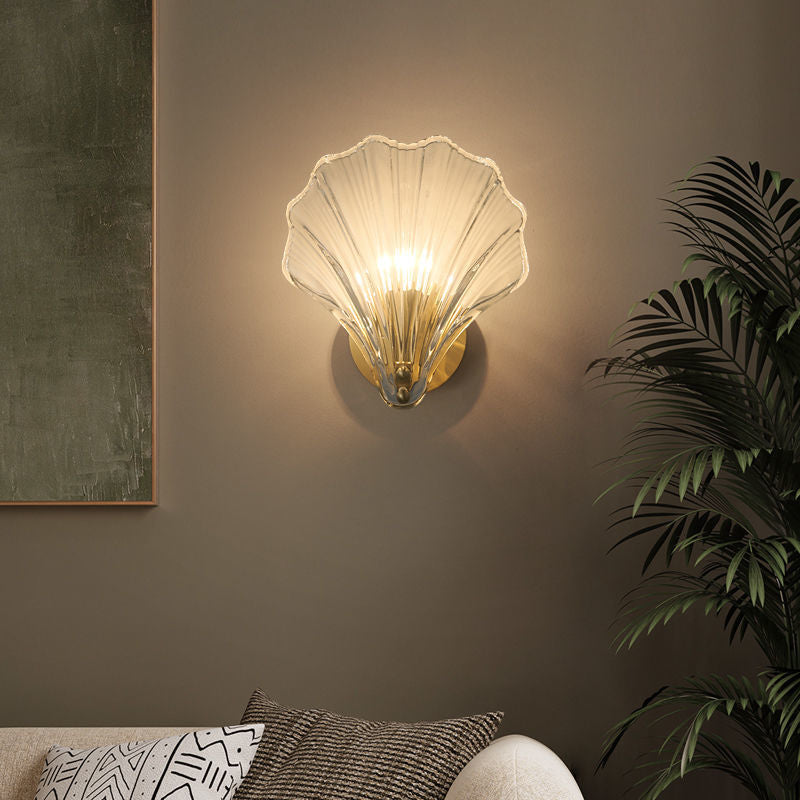 Isabelle Sea Shell Glass LED Wall Sconce Gold Accent Lamp