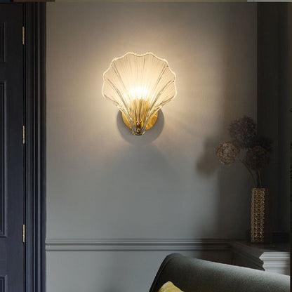 Isabelle Sea Shell Glass LED Wall Sconce Gold Accent Lamp