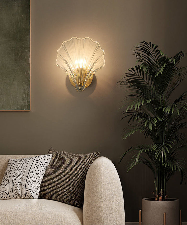 Isabelle Sea Shell Glass LED Wall Sconce Gold Accent Lamp