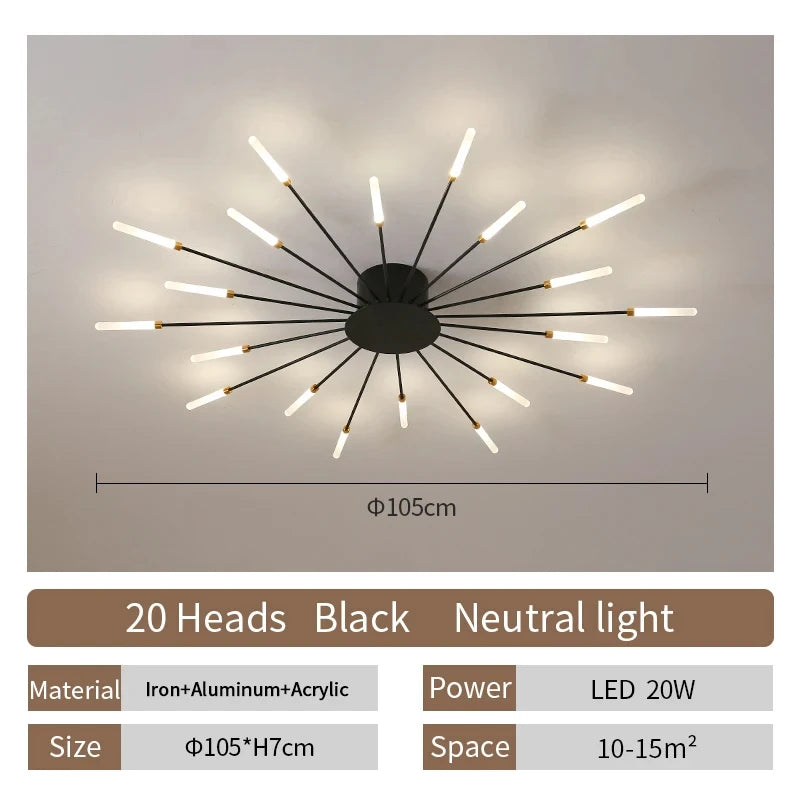 Celeste Nordic Fireworks LED Ceiling Chandelier for Modern Interiors