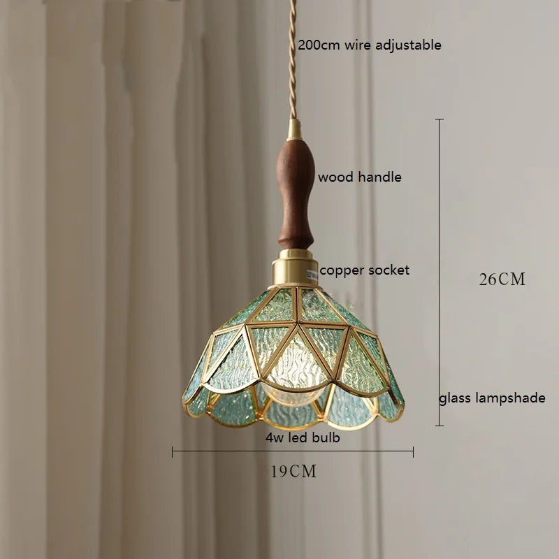Camille Copper Glass Pendant Light Vintage Style