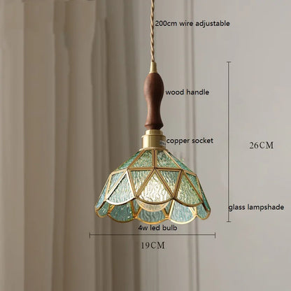 Camille Copper Glass Pendant Light Vintage Style