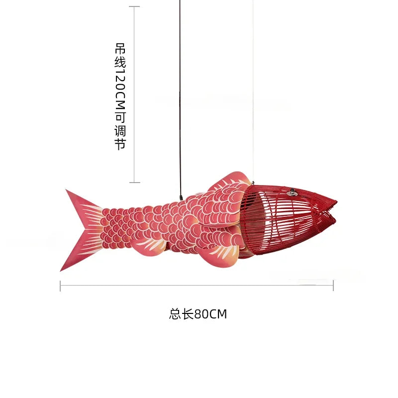 Koi Artisan Bamboo Fish Pendant Light