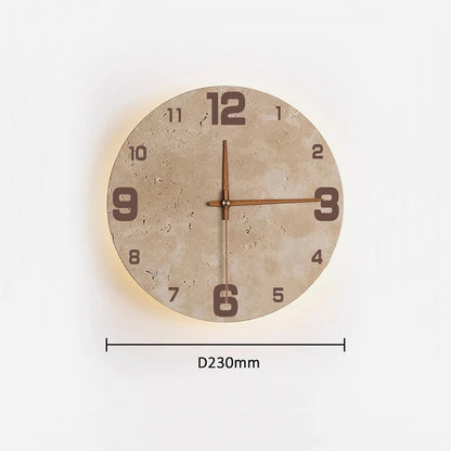 Chloé Travertine Circular Wall Lamp clock Wabi Sabi Sconce Light