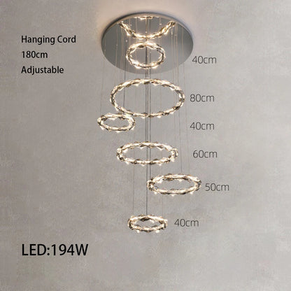 Élodie 2025 Modern Ring Crystal LED Dimmable Ceiling Chandelier Silver Decor Light