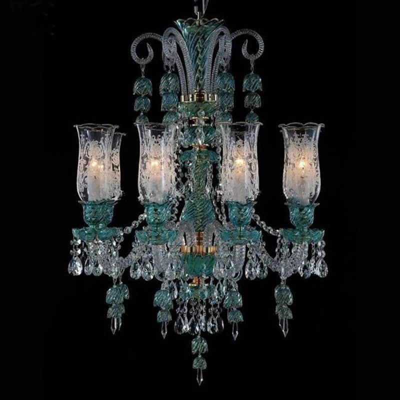 Long Clear Glass Chandelier for Living Room and Study Room