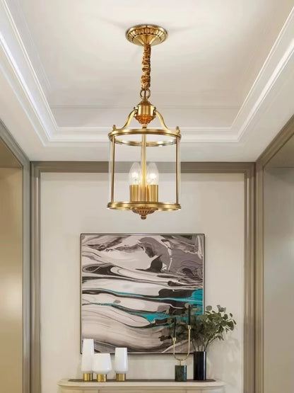American Country Bronze and Glass Pendant Lamp for Living and Dining Rooms