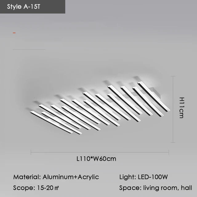 Élodie Minimalist Black Line LED Ceiling Chandelier Adjustable