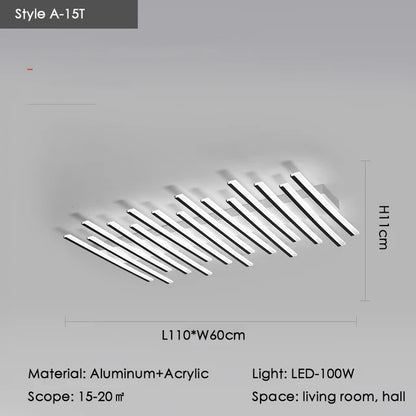Élodie Minimalist Black Line LED Ceiling Chandelier Adjustable