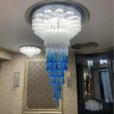 Camille Spiral Crystal Chandelier Luxury Villa Staircase Light