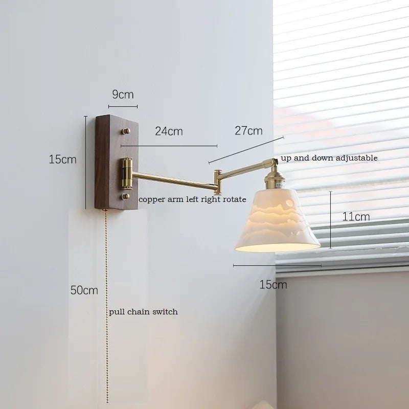 Lucienne Rotating Arm Wall Lamp Pull Chain