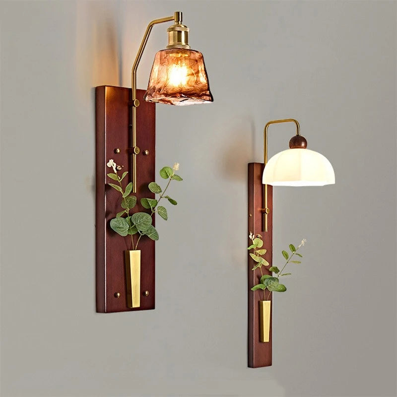 Aiko Japanese Vintage Solid Wood LED Wall Light